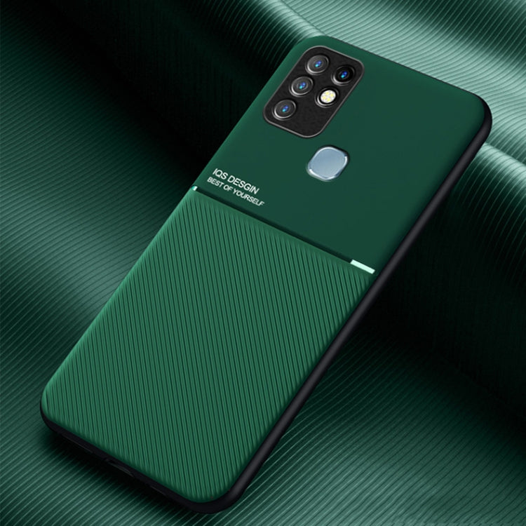 For Infinix Hot 10 Classic Tilt Strip Grain Magnetic Shockproof PC + TPU Phone Case