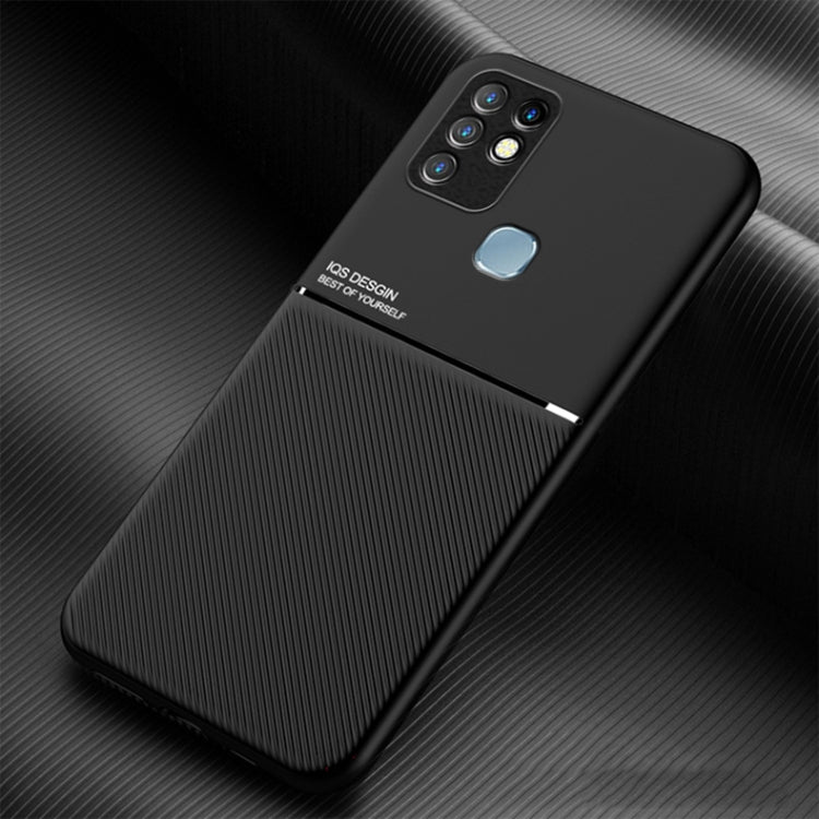 For Infinix Hot 10 Classic Tilt Strip Grain Magnetic Shockproof PC + TPU Phone Case