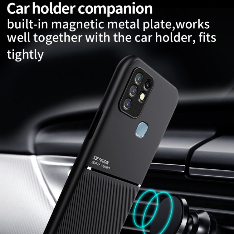 For Infinix Hot 10s Classic Tilt Strip Grain Magnetic Shockproof PC + TPU Phone Case
