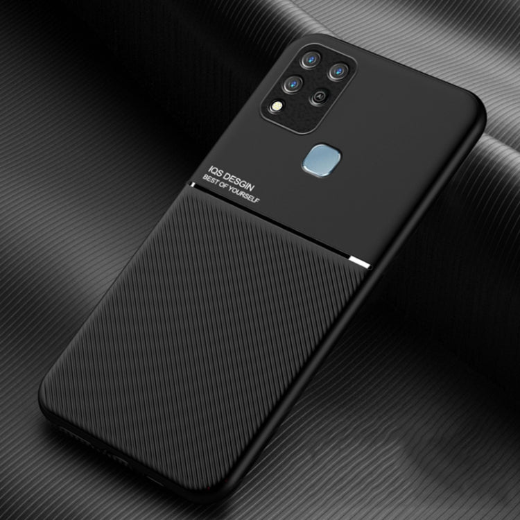 For Infinix Hot 10s Classic Tilt Strip Grain Magnetic Shockproof PC + TPU Phone Case