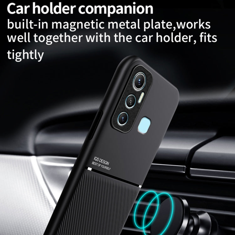 For Infinix Hot 11s Classic Tilt Strip Grain Magnetic Shockproof PC + TPU Phone Case