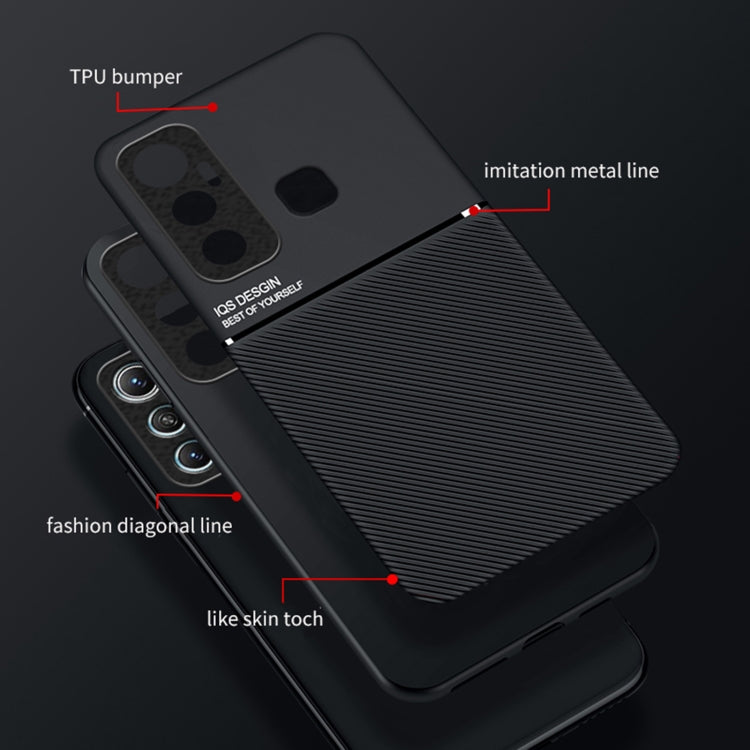 For Infinix Hot 11s Classic Tilt Strip Grain Magnetic Shockproof PC + TPU Phone Case