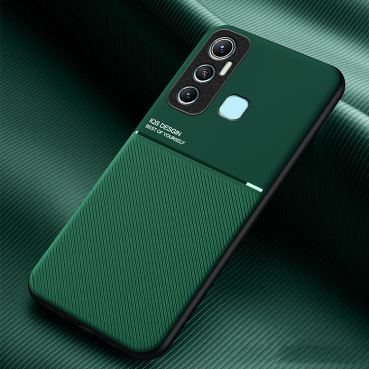 For Infinix Hot 11 Classic Tilt Strip Grain Magnetic Shockproof PC + TPU Phone Case