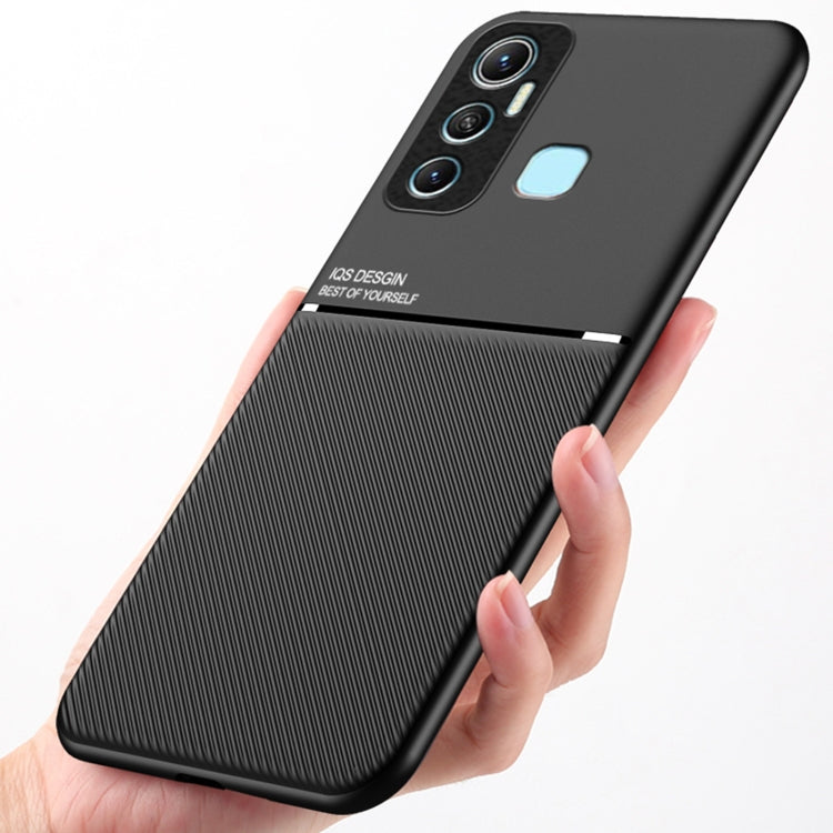 For Infinix Hot 11 Classic Tilt Strip Grain Magnetic Shockproof PC + TPU Phone Case