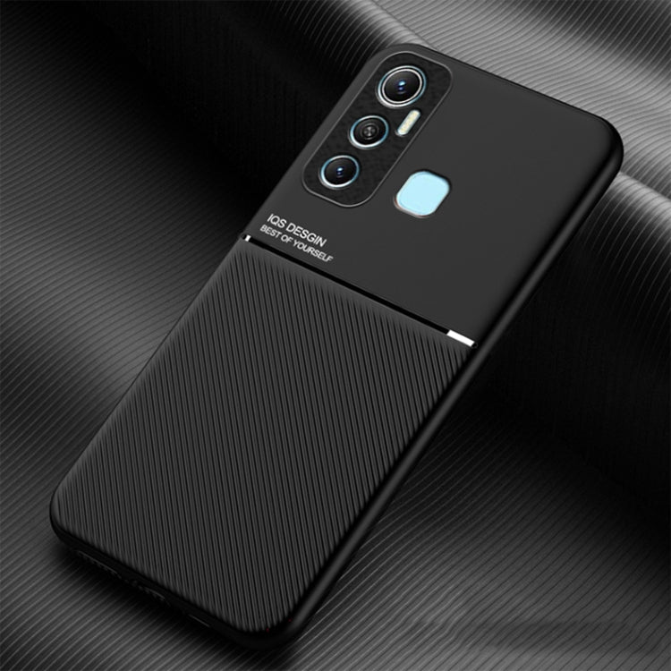 For Infinix Hot 11 Classic Tilt Strip Grain Magnetic Shockproof PC + TPU Phone Case