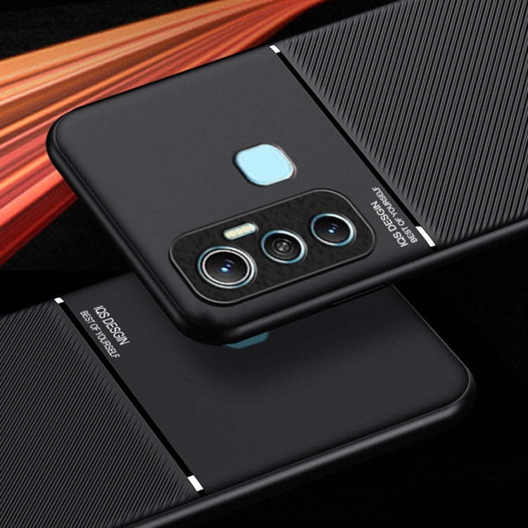 For Infinix Hot 11 Classic Tilt Strip Grain Magnetic Shockproof PC + TPU Phone Case