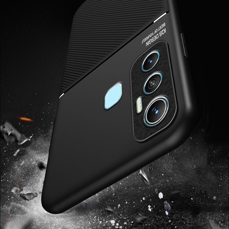 For Infinix Hot 11 Classic Tilt Strip Grain Magnetic Shockproof PC + TPU Phone Case