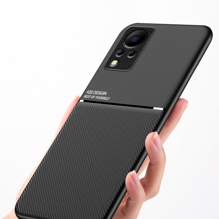For Infinix Note 11 Classic Tilt Strip Grain Magnetic Shockproof PC + TPU Phone Case