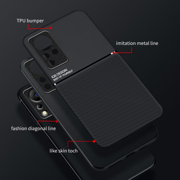 For Infinix Note 11s Classic Tilt Strip Grain Magnetic Shockproof PC + TPU Phone Case