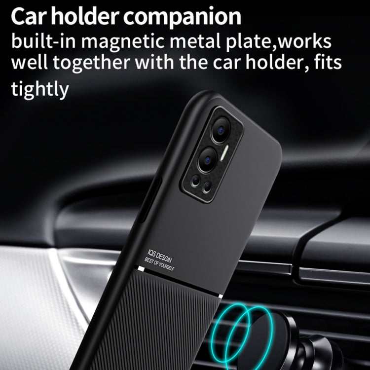 For Infinix Hot 12 Classic Tilt Strip Grain Magnetic Shockproof PC + TPU Phone Case