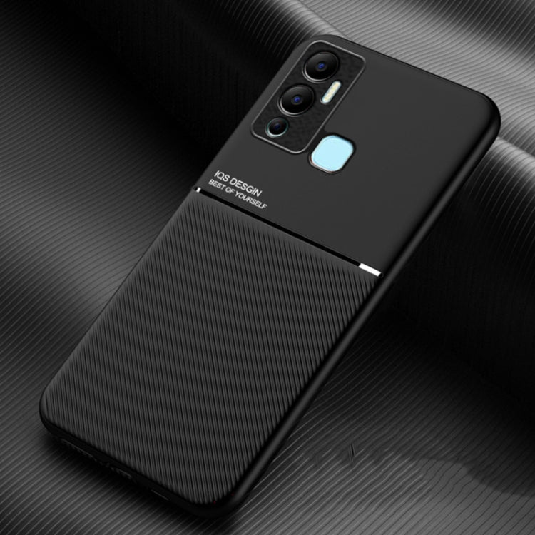For Infinix Hot 12 Play Classic Tilt Strip Grain Magnetic Shockproof PC + TPU Phone Case