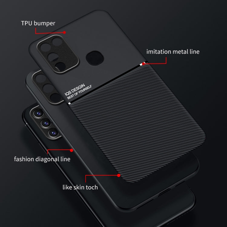 For Infinix Smart 5 Classic Tilt Strip Grain Magnetic Shockproof PC + TPU Phone Case