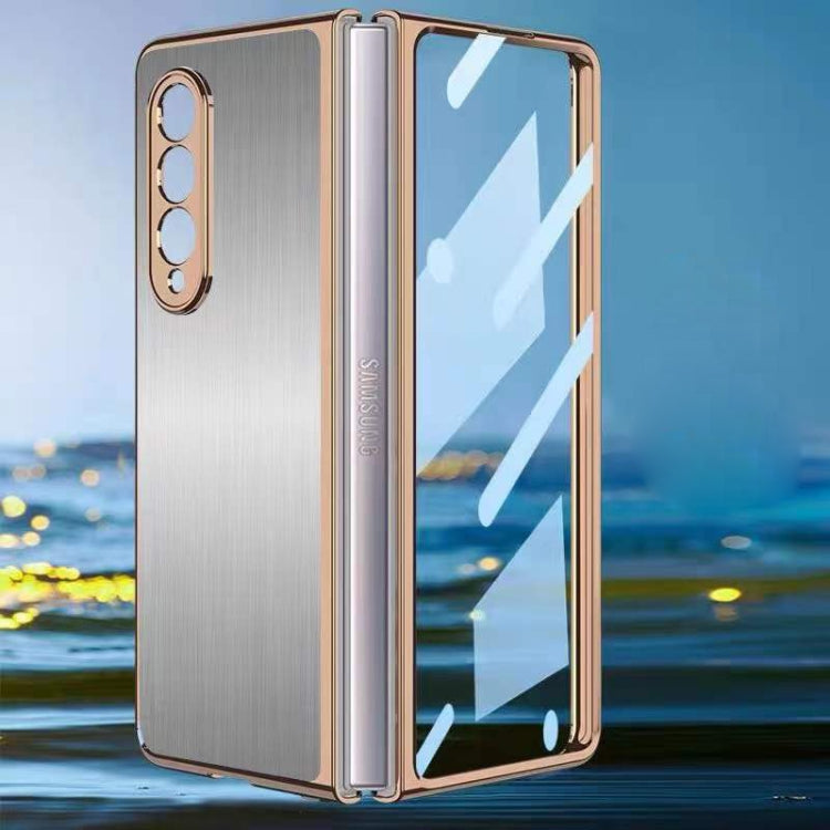For Samsung Galaxy Z Fold3 5G Electroplated Stainless Steel Phone Case
