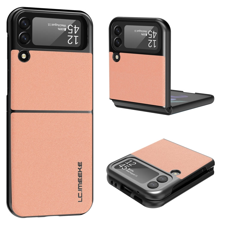 For Samsung Galaxy Z Flip4 5G LC.IMEEKE Shock-resistant Plain Leather All-inclusive Protective Case