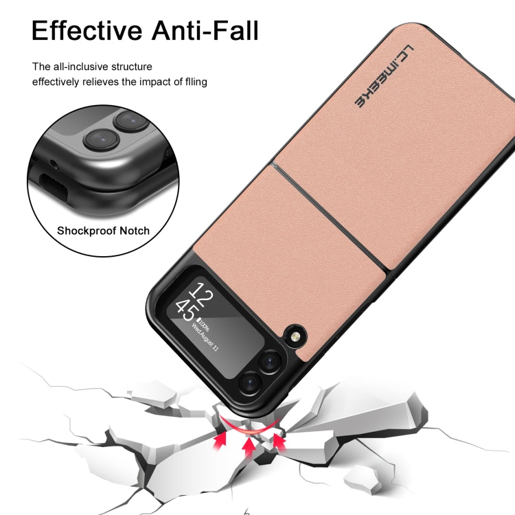 For Samsung Galaxy Z Flip4 5G LC.IMEEKE Shock-resistant Plain Leather All-inclusive Protective Case