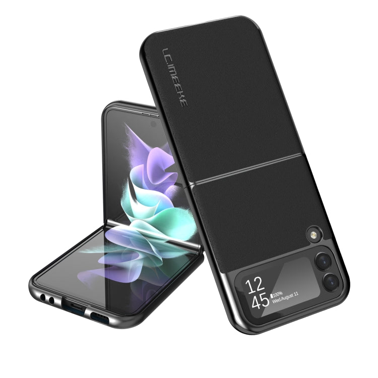 For Samsung Galaxy Z Flip4 5G LC.IMEEKE Shock-resistant Plain Leather All-inclusive Protective Case