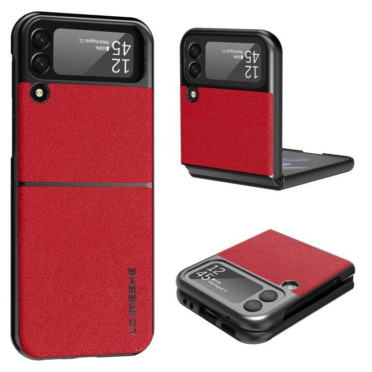 For Samsung Galaxy Z Flip4 5G LC.IMEEKE Shock-resistant Plain Leather All-inclusive Protective Case