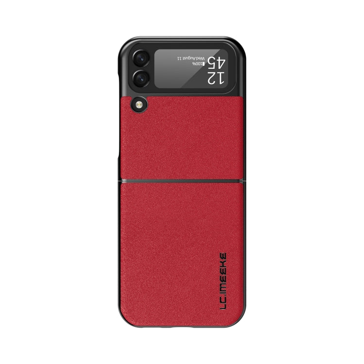 For Samsung Galaxy Z Flip4 5G LC.IMEEKE Shock-resistant Plain Leather All-inclusive Protective Case