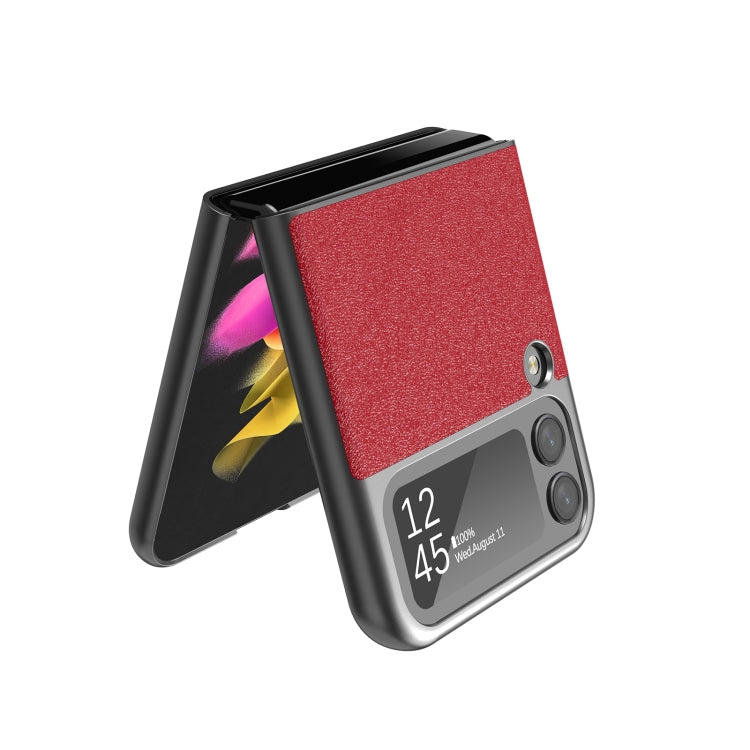 For Samsung Galaxy Z Flip4 5G LC.IMEEKE Shock-resistant Plain Leather All-inclusive Protective Case