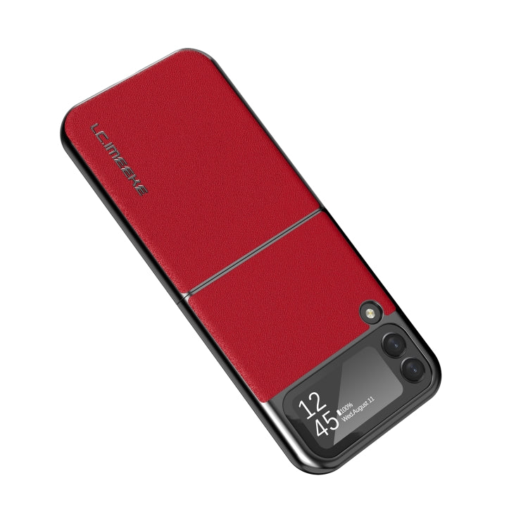 For Samsung Galaxy Z Flip4 5G LC.IMEEKE Shock-resistant Plain Leather All-inclusive Protective Case