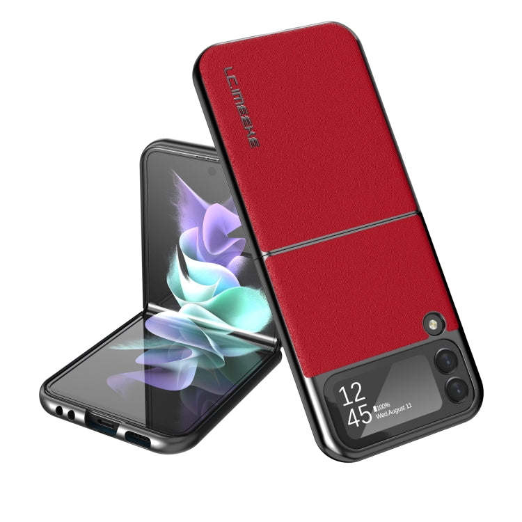 For Samsung Galaxy Z Flip4 5G LC.IMEEKE Shock-resistant Plain Leather All-inclusive Protective Case