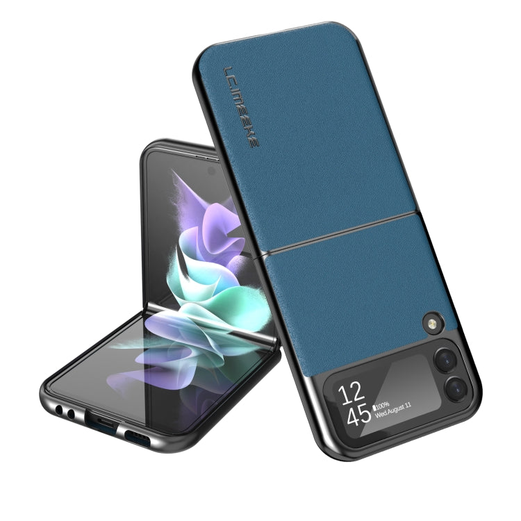 For Samsung Galaxy Z Flip4 5G LC.IMEEKE Shock-resistant Plain Leather All-inclusive Protective Case