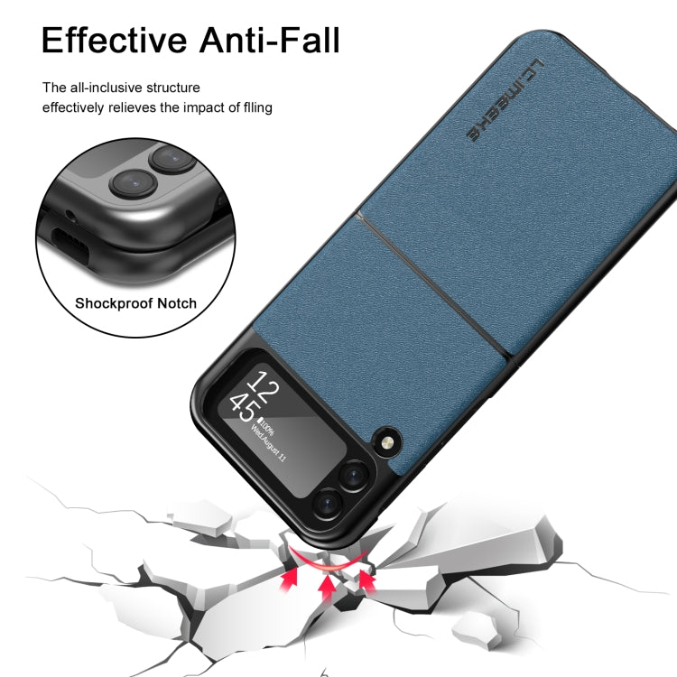 For Samsung Galaxy Z Flip4 5G LC.IMEEKE Shock-resistant Plain Leather All-inclusive Protective Case