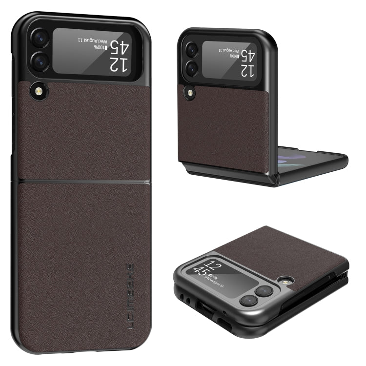 For Samsung Galaxy Z Flip4 5G LC.IMEEKE Shock-resistant Plain Leather All-inclusive Protective Case