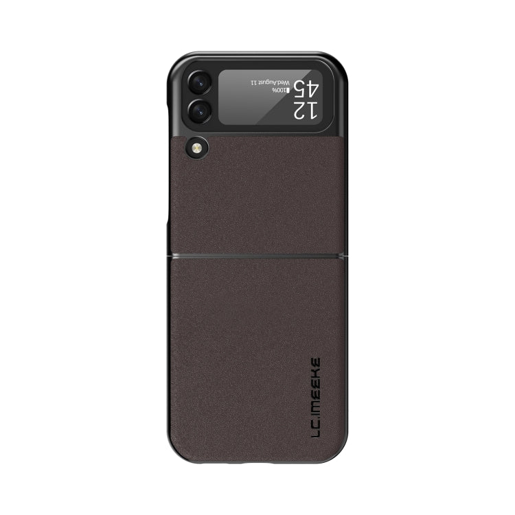For Samsung Galaxy Z Flip4 5G LC.IMEEKE Shock-resistant Plain Leather All-inclusive Protective Case