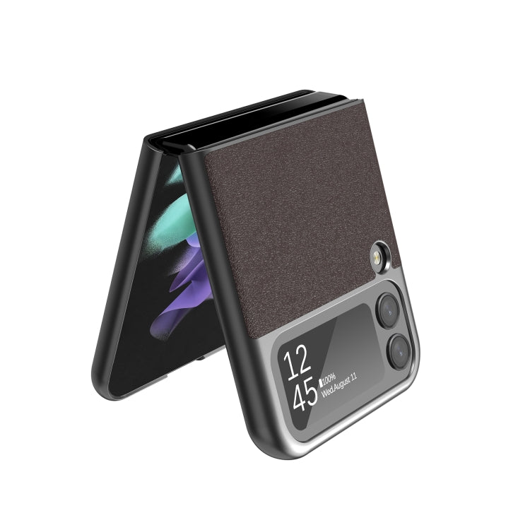 For Samsung Galaxy Z Flip4 5G LC.IMEEKE Shock-resistant Plain Leather All-inclusive Protective Case
