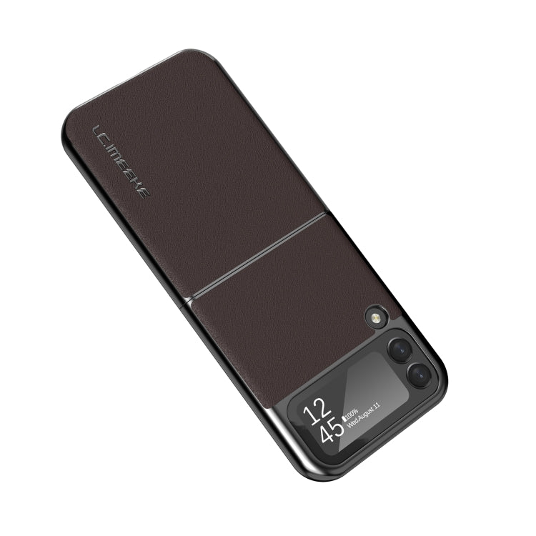 For Samsung Galaxy Z Flip4 5G LC.IMEEKE Shock-resistant Plain Leather All-inclusive Protective Case