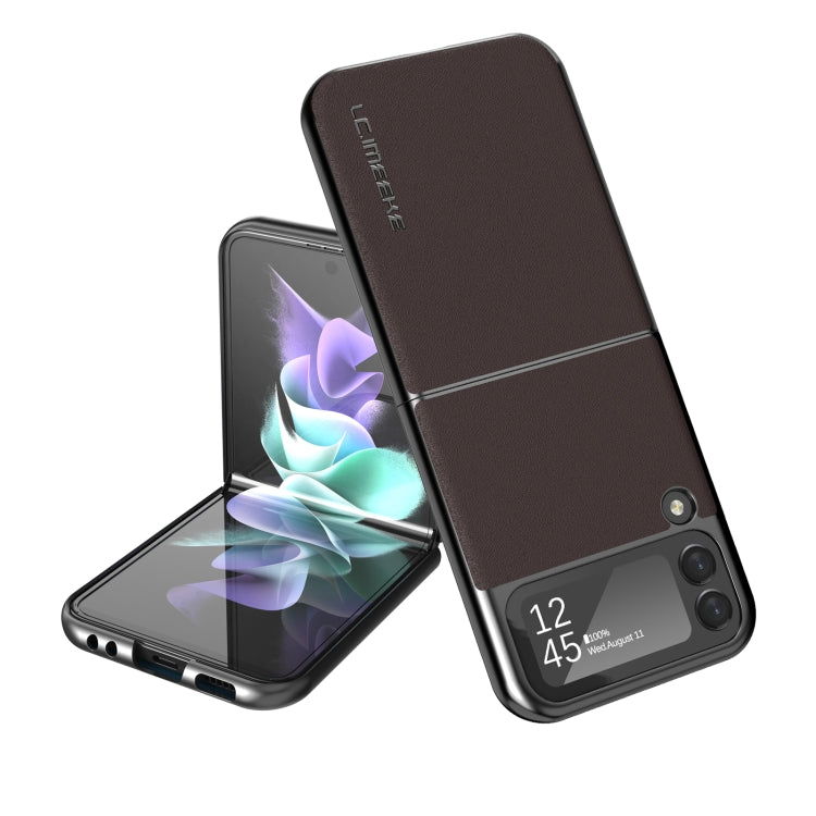 For Samsung Galaxy Z Flip4 5G LC.IMEEKE Shock-resistant Plain Leather All-inclusive Protective Case