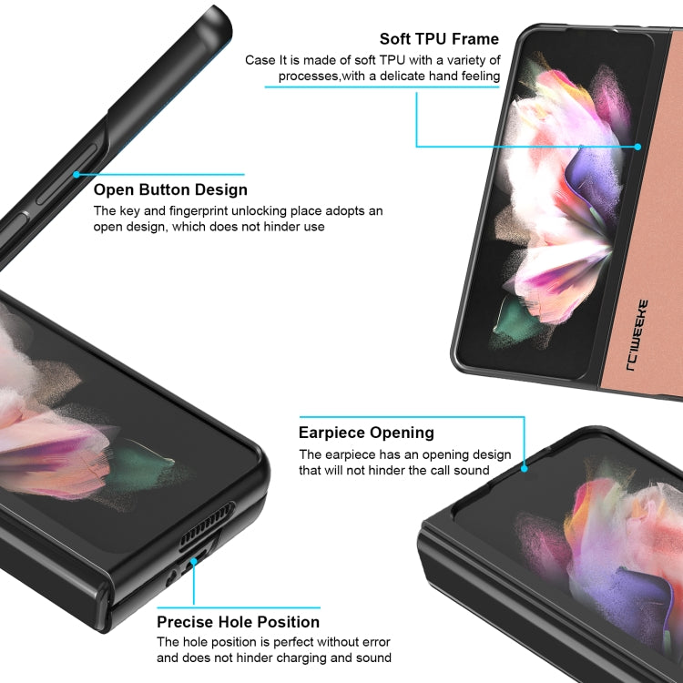 For Samsung Galaxy Z Fold4 5G LC.IMEEKE Shock-resistant Plain Leather All-inclusive Protective Case