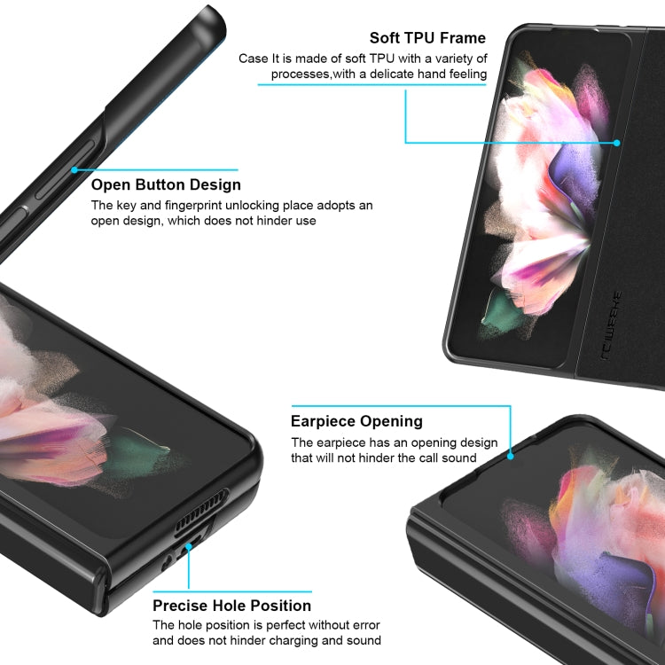 For Samsung Galaxy Z Fold4 5G LC.IMEEKE Shock-resistant Plain Leather All-inclusive Protective Case