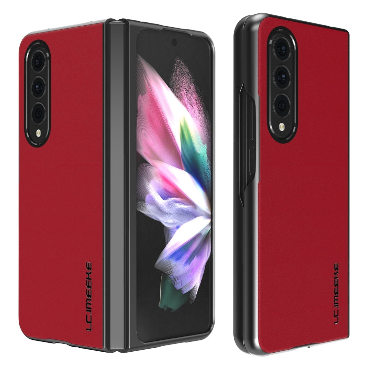 For Samsung Galaxy Z Fold4 5G LC.IMEEKE Shock-resistant Plain Leather All-inclusive Protective Case