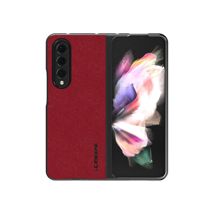 For Samsung Galaxy Z Fold4 5G LC.IMEEKE Shock-resistant Plain Leather All-inclusive Protective Case