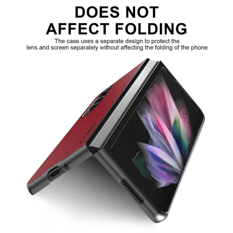 For Samsung Galaxy Z Fold4 5G LC.IMEEKE Shock-resistant Plain Leather All-inclusive Protective Case