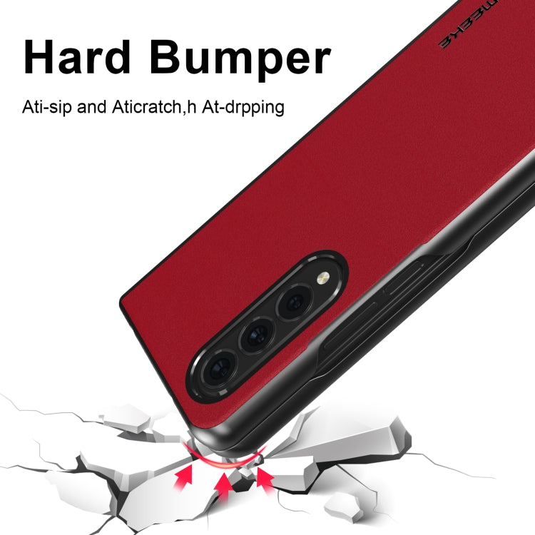 For Samsung Galaxy Z Fold4 5G LC.IMEEKE Shock-resistant Plain Leather All-inclusive Protective Case