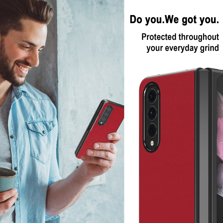 For Samsung Galaxy Z Fold4 5G LC.IMEEKE Shock-resistant Plain Leather All-inclusive Protective Case
