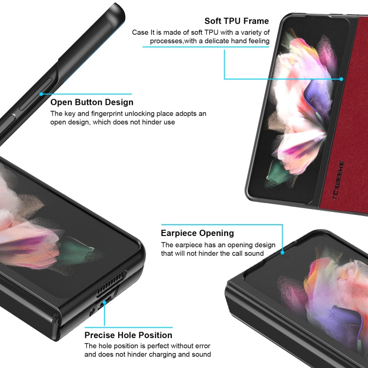 For Samsung Galaxy Z Fold4 5G LC.IMEEKE Shock-resistant Plain Leather All-inclusive Protective Case