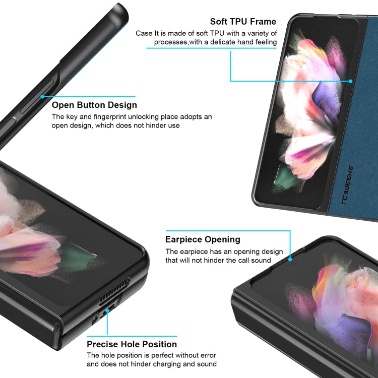 For Samsung Galaxy Z Fold4 5G LC.IMEEKE Shock-resistant Plain Leather All-inclusive Protective Case