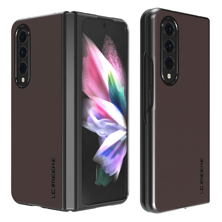 For Samsung Galaxy Z Fold4 5G LC.IMEEKE Shock-resistant Plain Leather All-inclusive Protective Case
