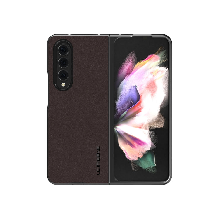 For Samsung Galaxy Z Fold4 5G LC.IMEEKE Shock-resistant Plain Leather All-inclusive Protective Case
