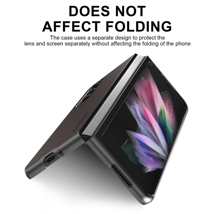 For Samsung Galaxy Z Fold4 5G LC.IMEEKE Shock-resistant Plain Leather All-inclusive Protective Case