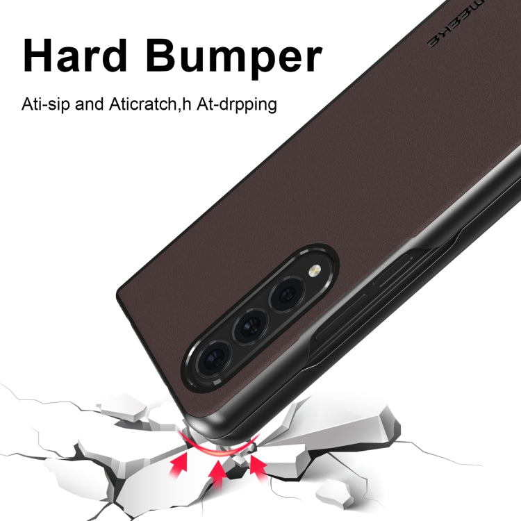 For Samsung Galaxy Z Fold4 5G LC.IMEEKE Shock-resistant Plain Leather All-inclusive Protective Case