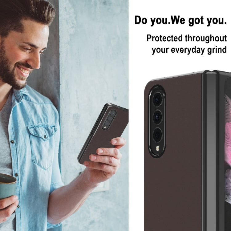 For Samsung Galaxy Z Fold4 5G LC.IMEEKE Shock-resistant Plain Leather All-inclusive Protective Case