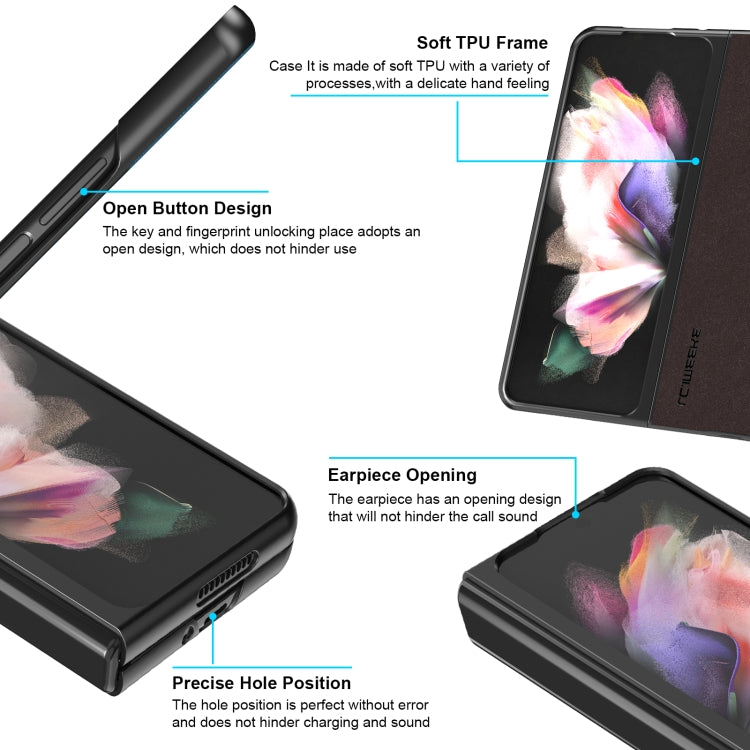 For Samsung Galaxy Z Fold4 5G LC.IMEEKE Shock-resistant Plain Leather All-inclusive Protective Case