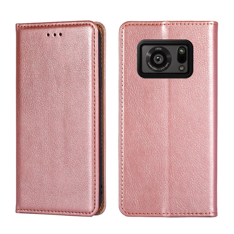 For Sharp Aquos R6 Gloss Oil Solid Color Magnetic Leather Phone Case