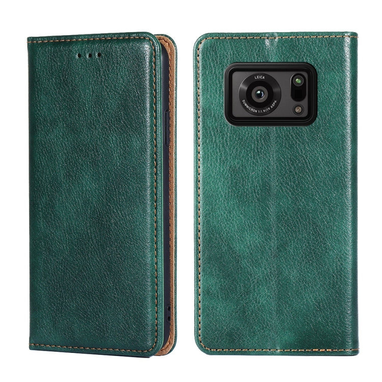 For Sharp Aquos R6 Gloss Oil Solid Color Magnetic Leather Phone Case