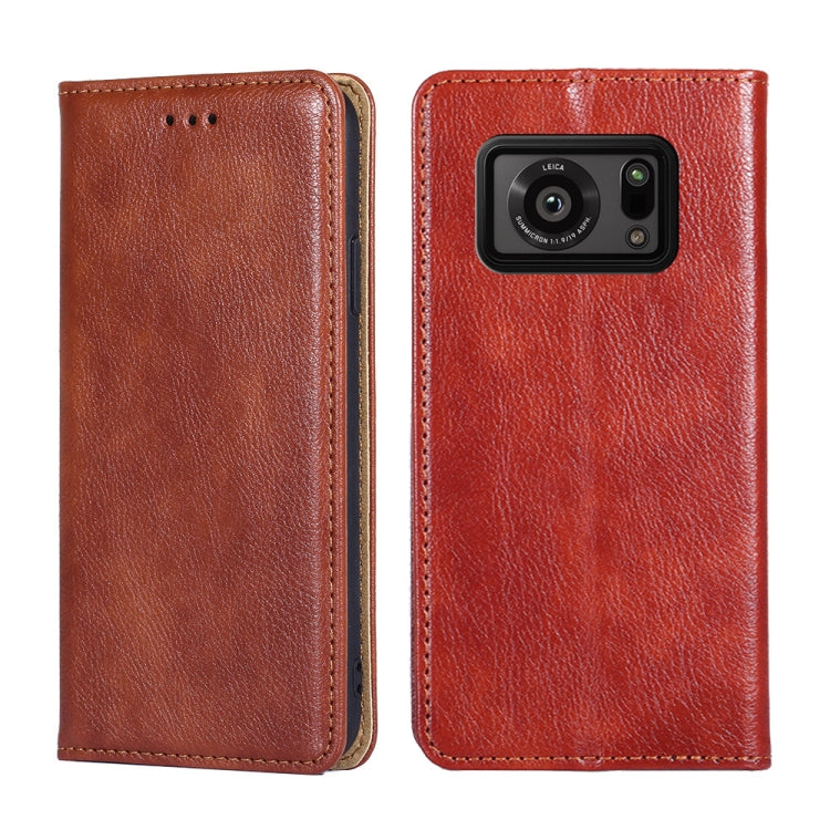 For Sharp Aquos R6 Gloss Oil Solid Color Magnetic Leather Phone Case